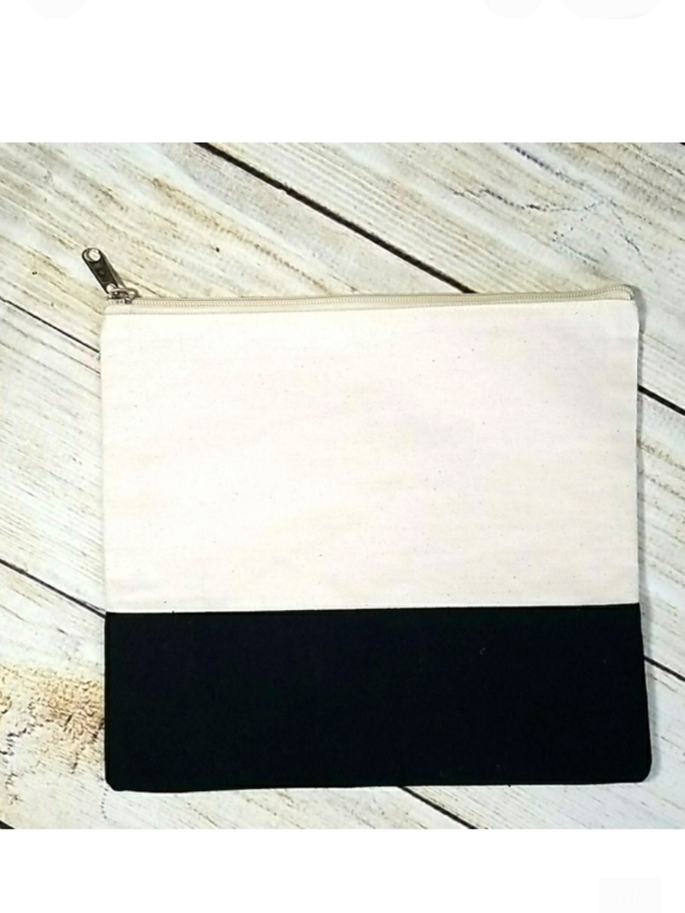 Makeup Canvas Bag With Black Stripe NWOT